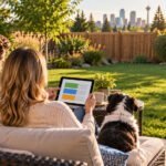 Calgary homeowners comparing professional dog poop removal service options in a clean backyard